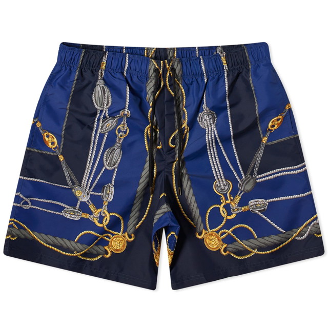 Men's Nautical Print Swim Short Blue/Gold
