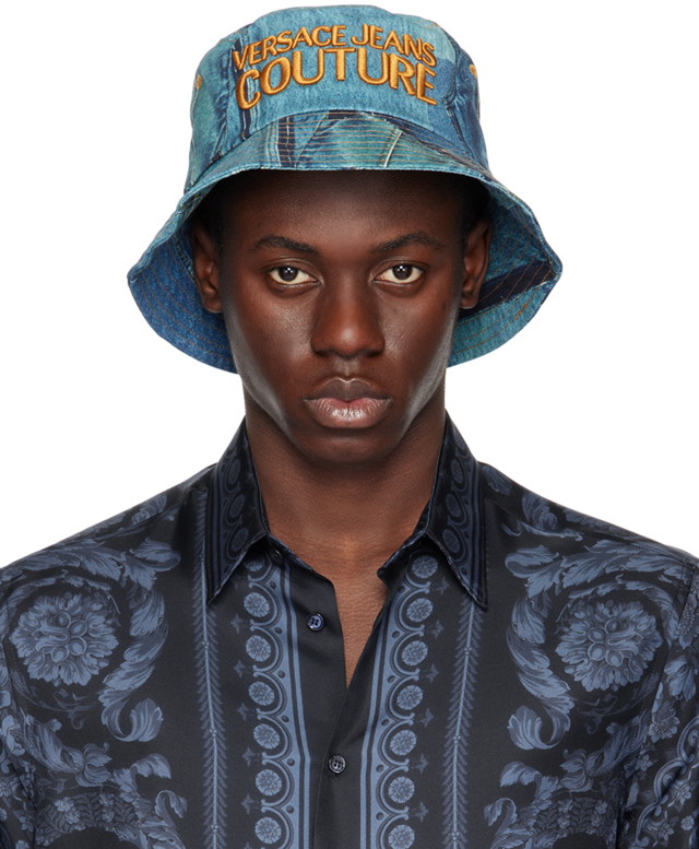 Couture Blue Patchwork Denim Bucket Hat