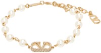 Garavani VLogo Signature Pearl Bracelet "Gold & Off-White"