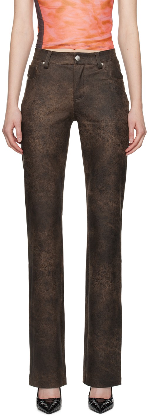 Cracked Faux-Leather Trousers