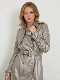Metallic Faux Leather Trench Coat "Gold"