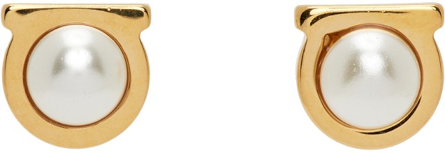 Gancini Pearl Earrings "Gold"