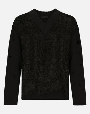 Dolce & Gabbana Embroidered Tulle And Jersey Sweatshirt G9ADKTHLMO4N0000