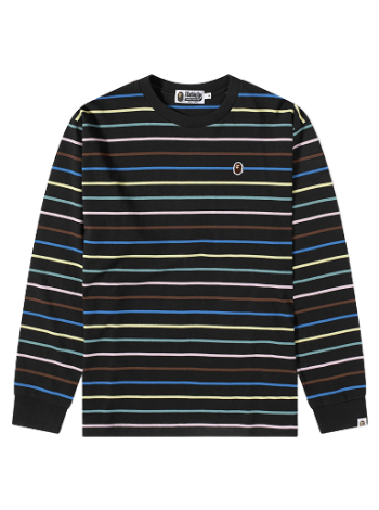 BAPE Stripe Long Sleeve T-Shirt Black 001LTJ301001M-BLK