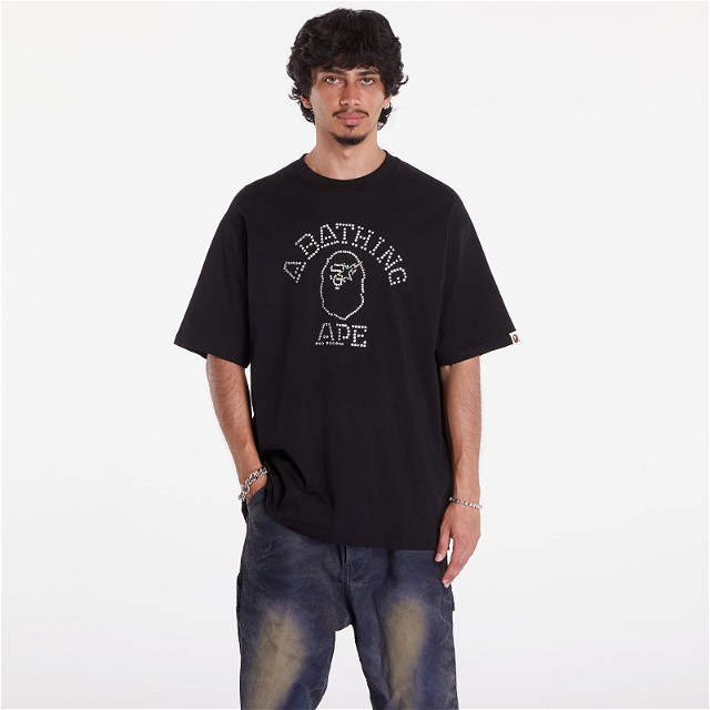 A BATHING APE Rhinestone College Relaxed Fit Tee