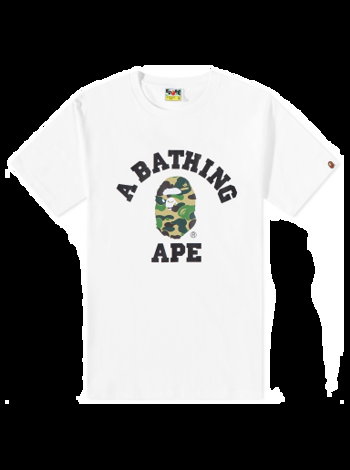 BAPE ABC Camo College T-Shirt White Green 001TEJ302005L-WGN