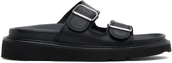 KENZO Black Paris ' Matto' Leather Sandals FE55MU040L62