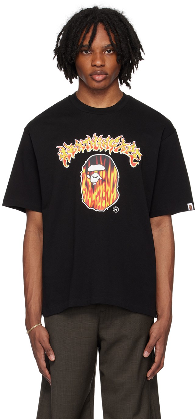 BAPE Black Mad Flame Ape Head T-Shirt