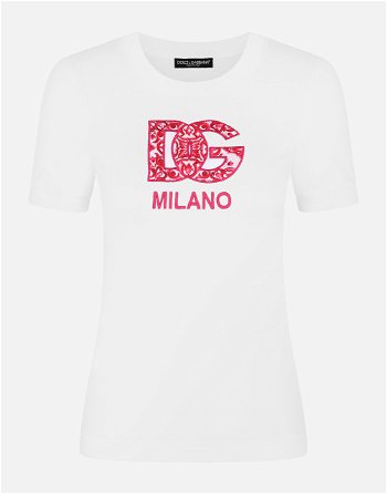Dolce & Gabbana Jersey T-shirt With Dg Logo Patch F8N08ZGDBVXS8400
