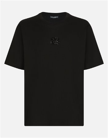 Dolce & Gabbana Cotton T-shirt With Rhinestone-detailed Dg Patch G8PN9ZG7K1PN0000