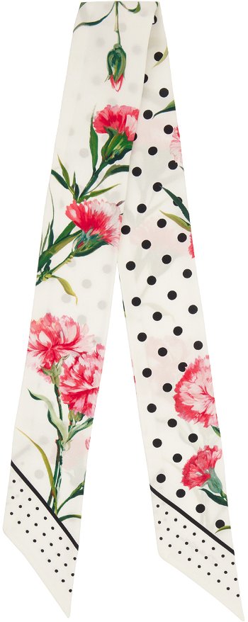 Dolce & Gabbana White Carnation-Print Scarf FS215A GDAWY