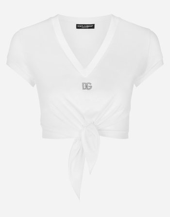 Dolce & Gabbana Jersey T-shirt With Dg Logo And Knot Detail F8U06TFU7EQW0800