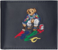 Navy Polo Bear Leather Wallet