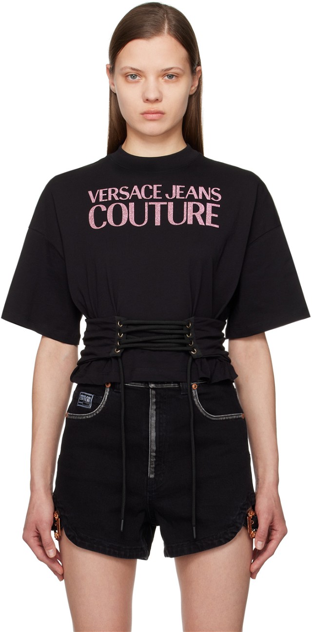 Couture Black Lace-Up T-Shirt
