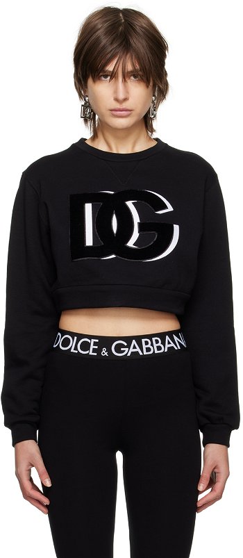 Dolce & Gabbana Black Cropped Sweatshirt F9P40Z HU7HV