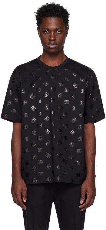 Dolce & Gabbana Black Printed T-Shirt G8PO1TFUGK4