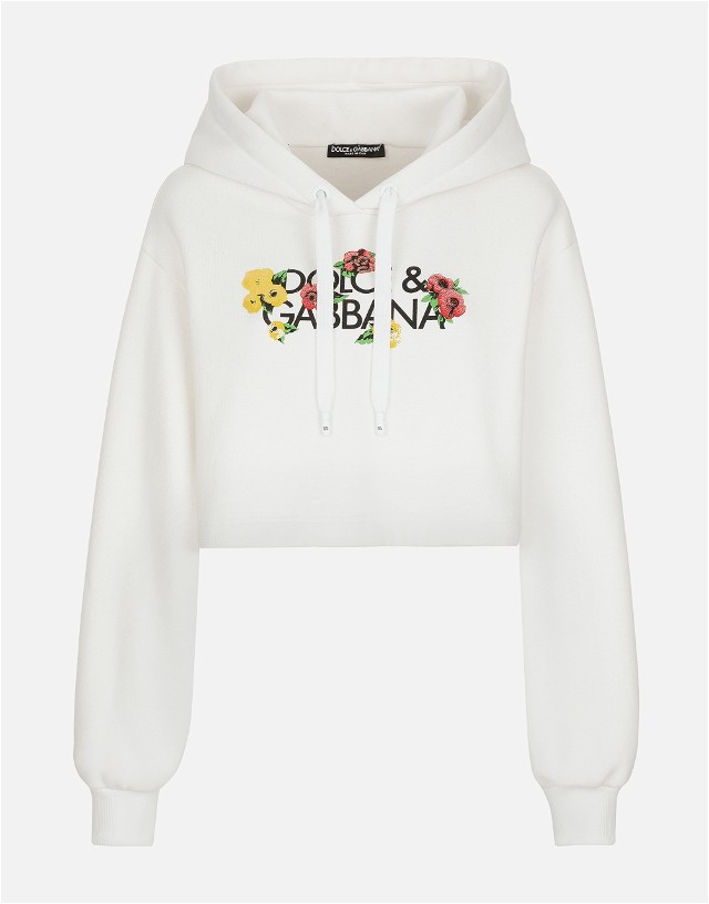 Cropped Sweatshirt With Flower Print