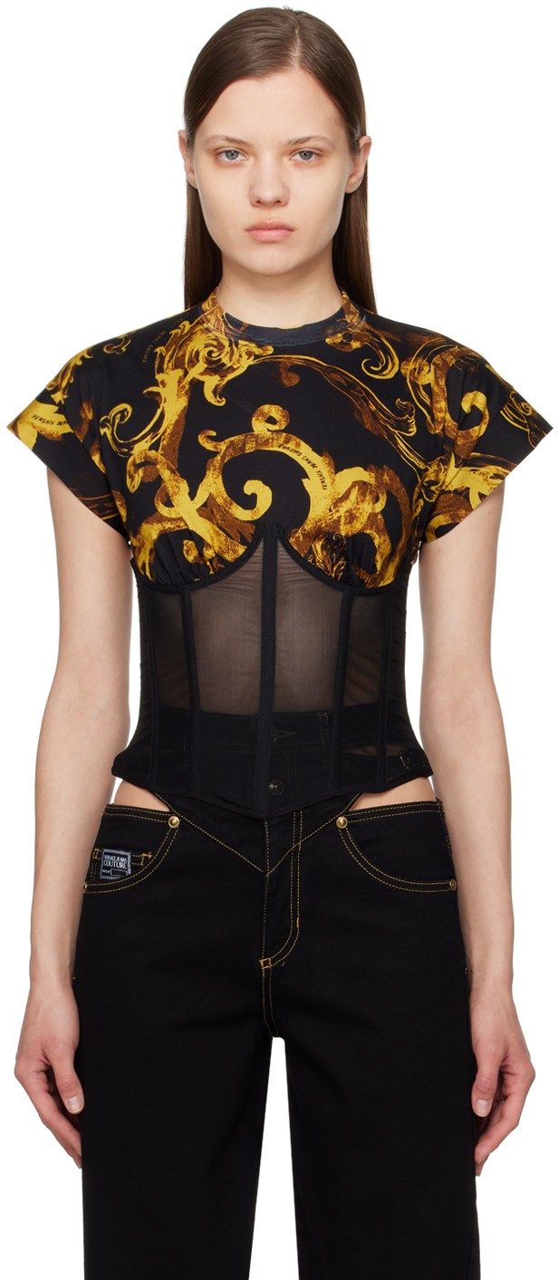 Couture Black & Gold Watercolor Baroque T-Shirt