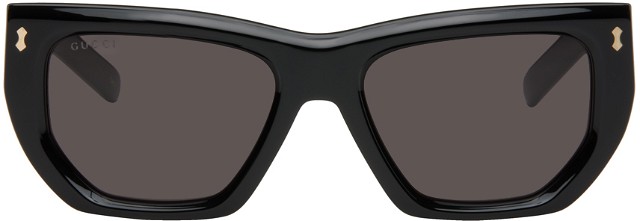 Gucci Black Rivetto Geometrical Acetate Sunglasses