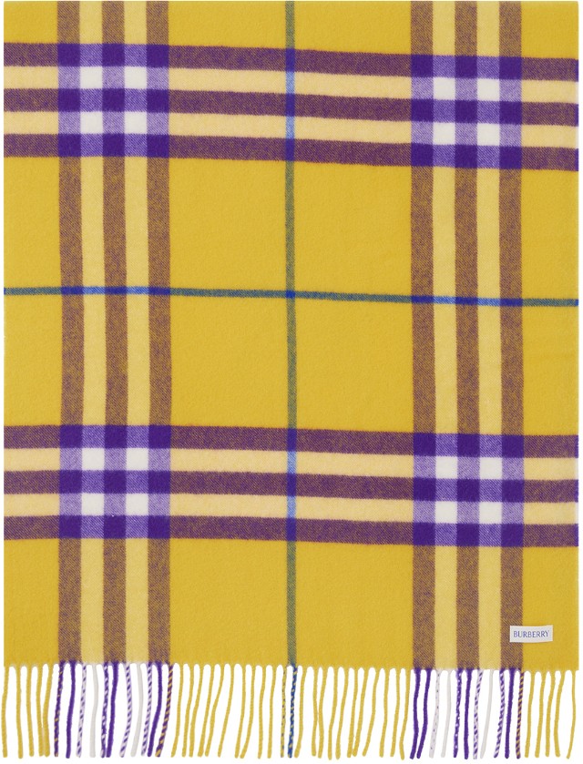 Wide Check Scarf Yellow / Purple