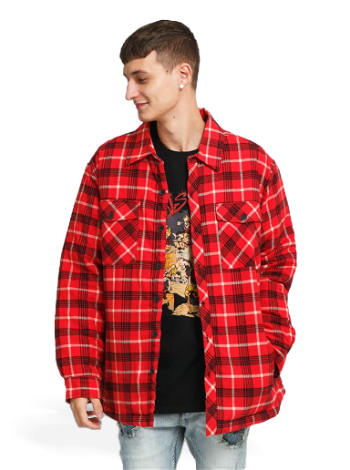 Urban Classics Plaid Quilted Shirt Jacket TB3829 red
