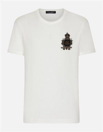 Dolce & Gabbana Cotton T-shirt With Heraldic Dg Logo Patch G8OU9ZFU7EQW0111