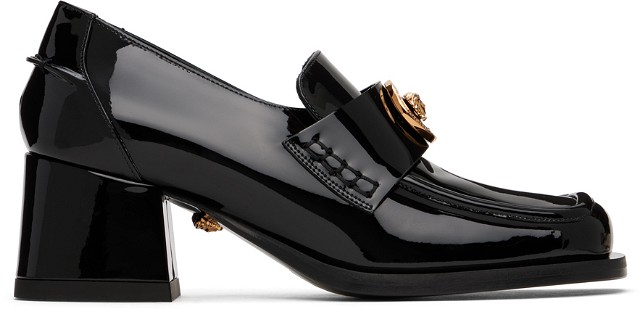 Black Alia Patent Loafer Heels