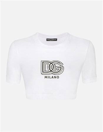 Dolce & Gabbana Cropped Jersey T-shirt With Dg Lettering F8U78TGDB6TW0800
