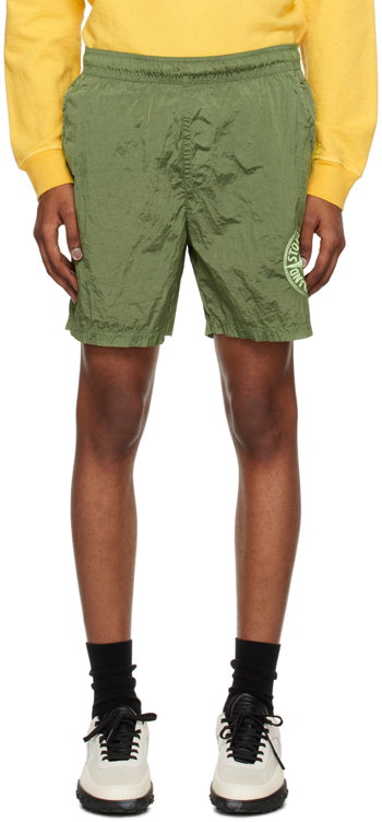 Stone Island Green Embroidered Shorts 7815B0948